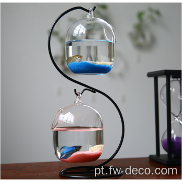 Tigela de peixe de vidro de mesa pequena para decoração de casa